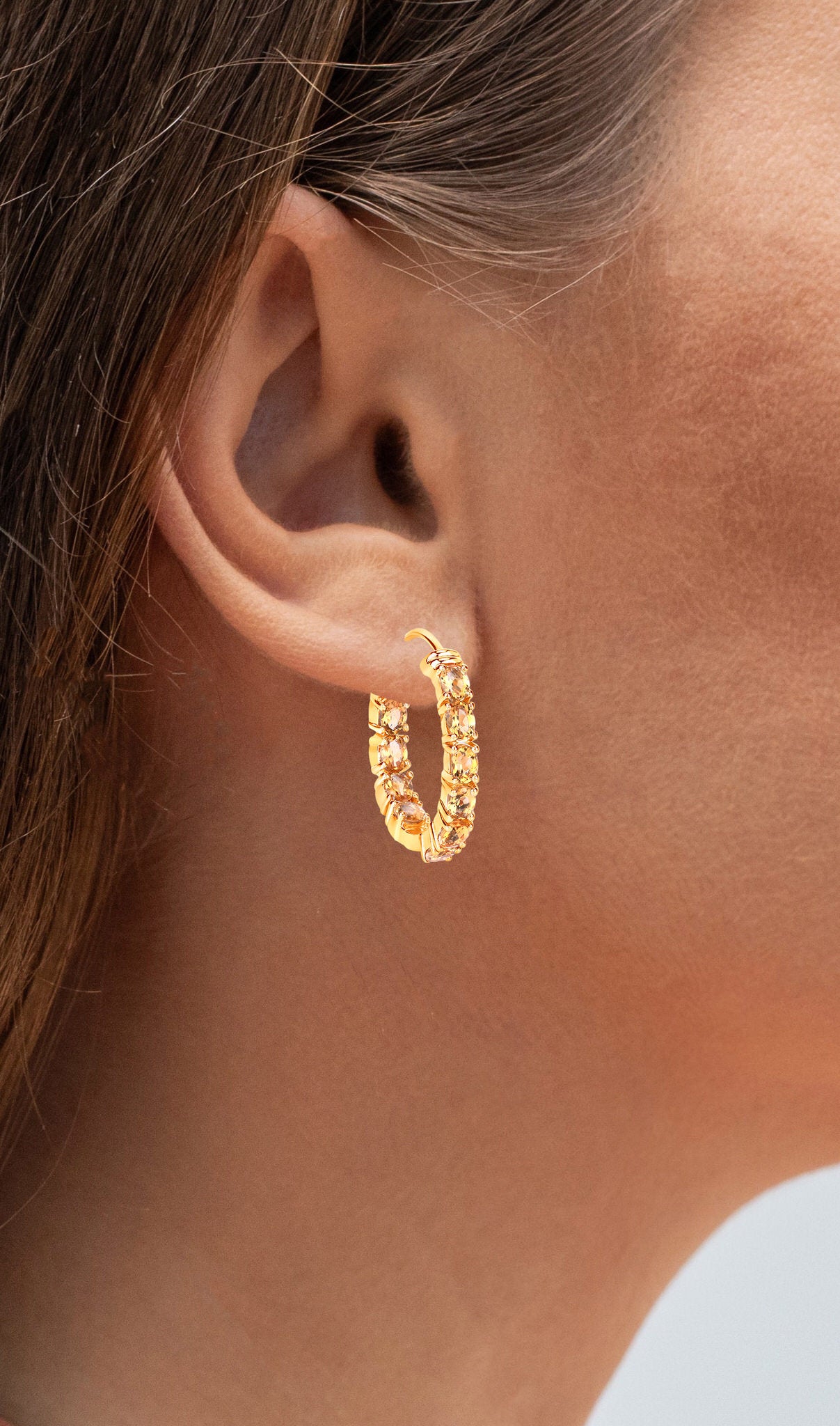 Citrine Earrings 3.18 Carats Gold Plated Silver