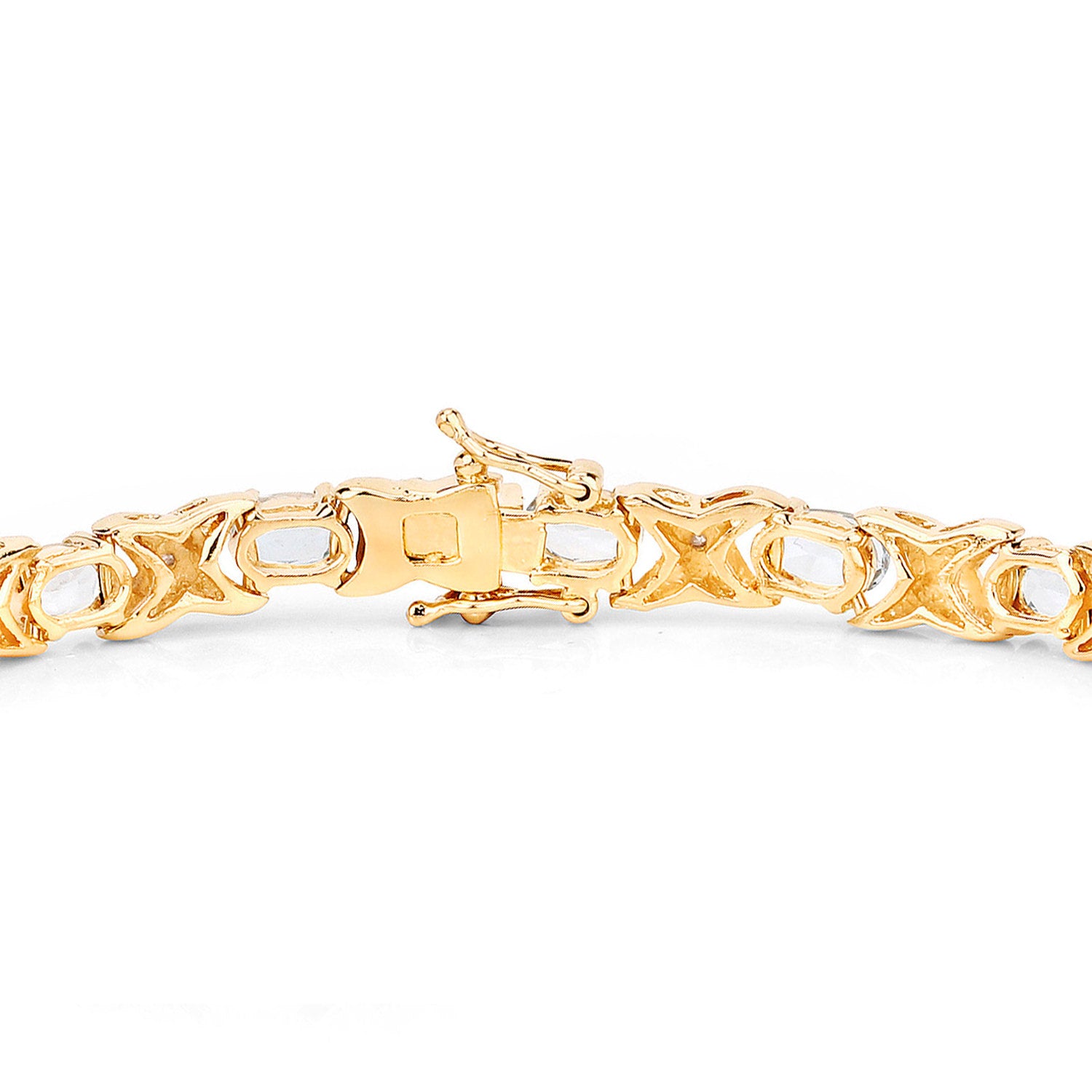 Aquamarine Bracelet White Diamonds 6.5 Carats 14K Gold Plated Silver