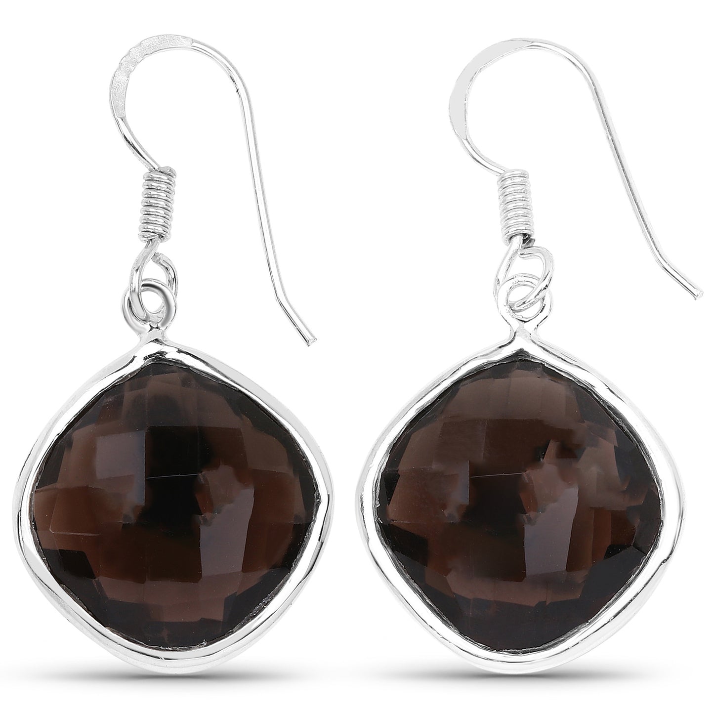 Smoky Quartz Earrings 22.7 Carats Sterling Silver