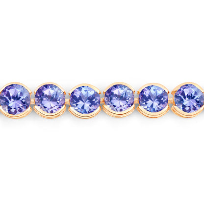 Half Bezel Set Tanzanite Tennis Bracelet 12.5 Carats 14K Yellow Gold