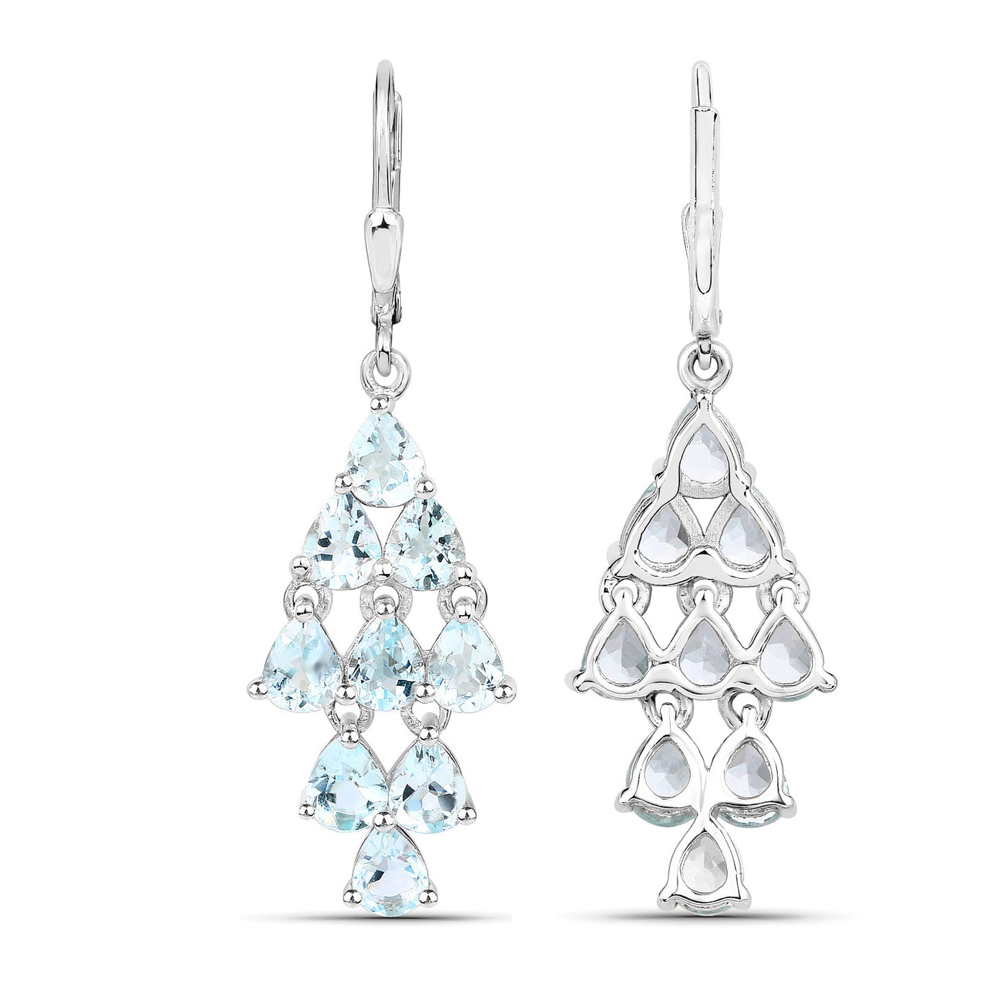Aquamarine Earrings 3.94 Carats Sterling Silver