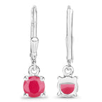 Natural Ruby Earrings 1.18 Carats Sterling Silver