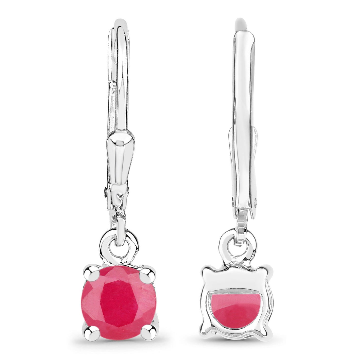 Natural Ruby Earrings 1.18 Carats Sterling Silver