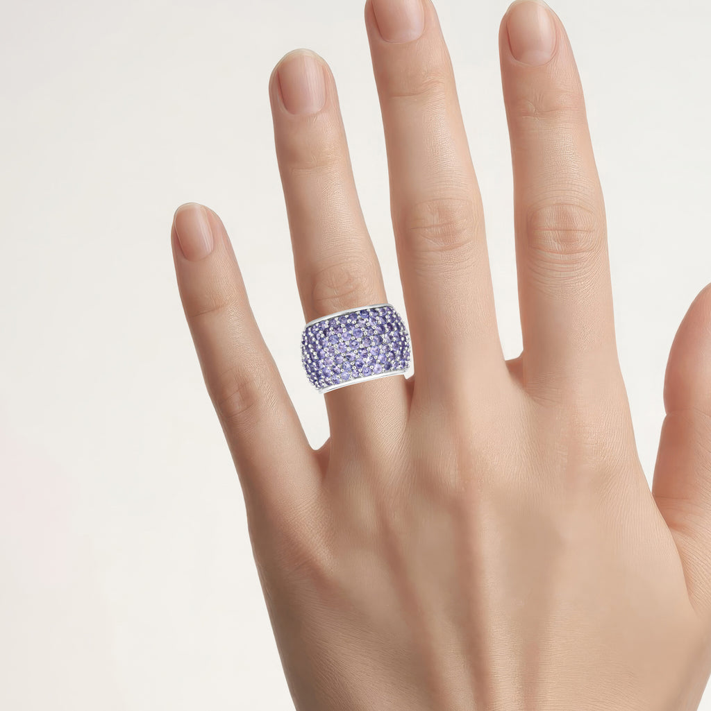 Tanzanite Ring 4.18 Carats Sterling Silver