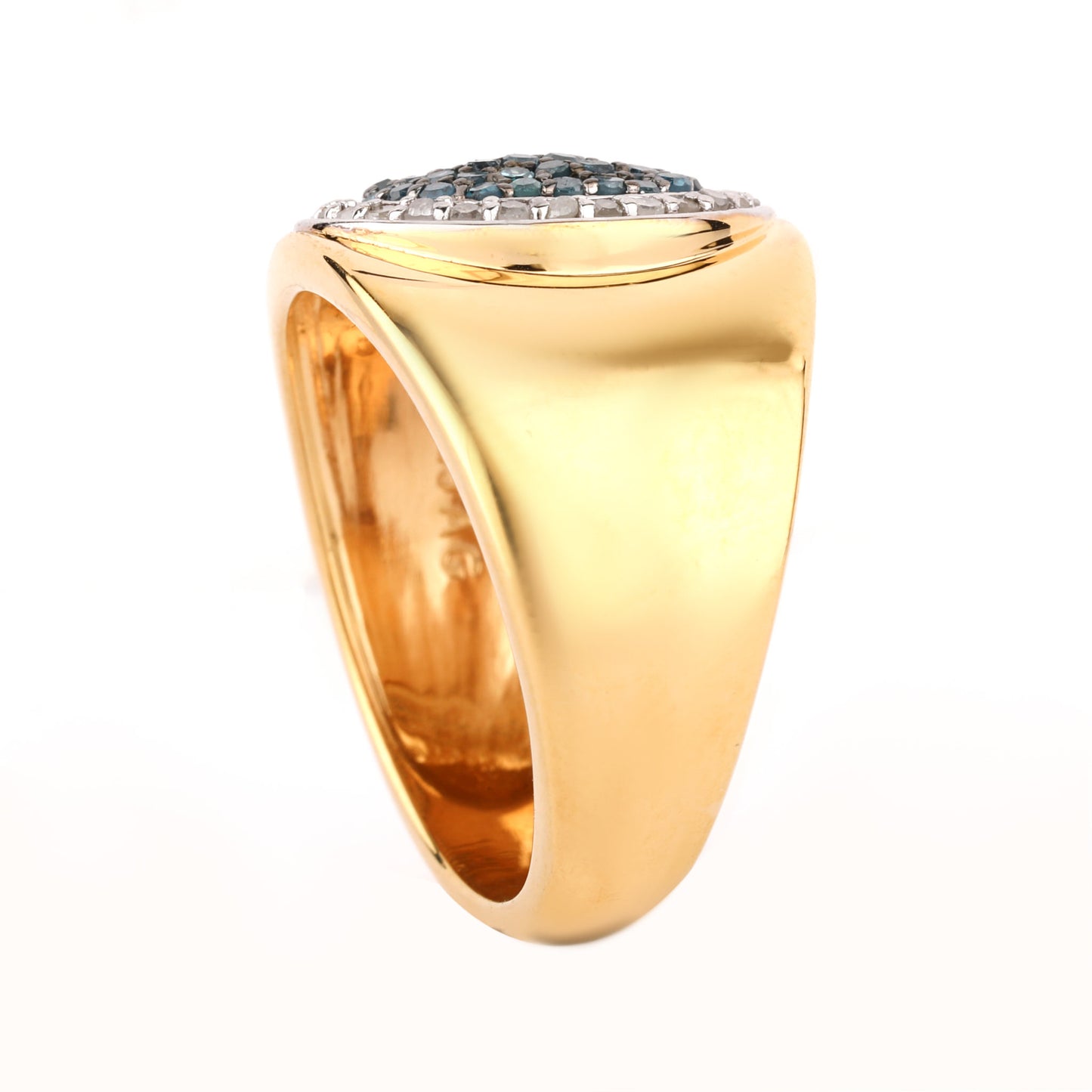 Blue Diamond Ring With White Diamonds 0.40 Carats Gold Plated Silver