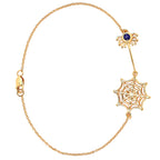 Blue Sapphire Spider Bracelet 0.12 Carats Gold Plated Silver