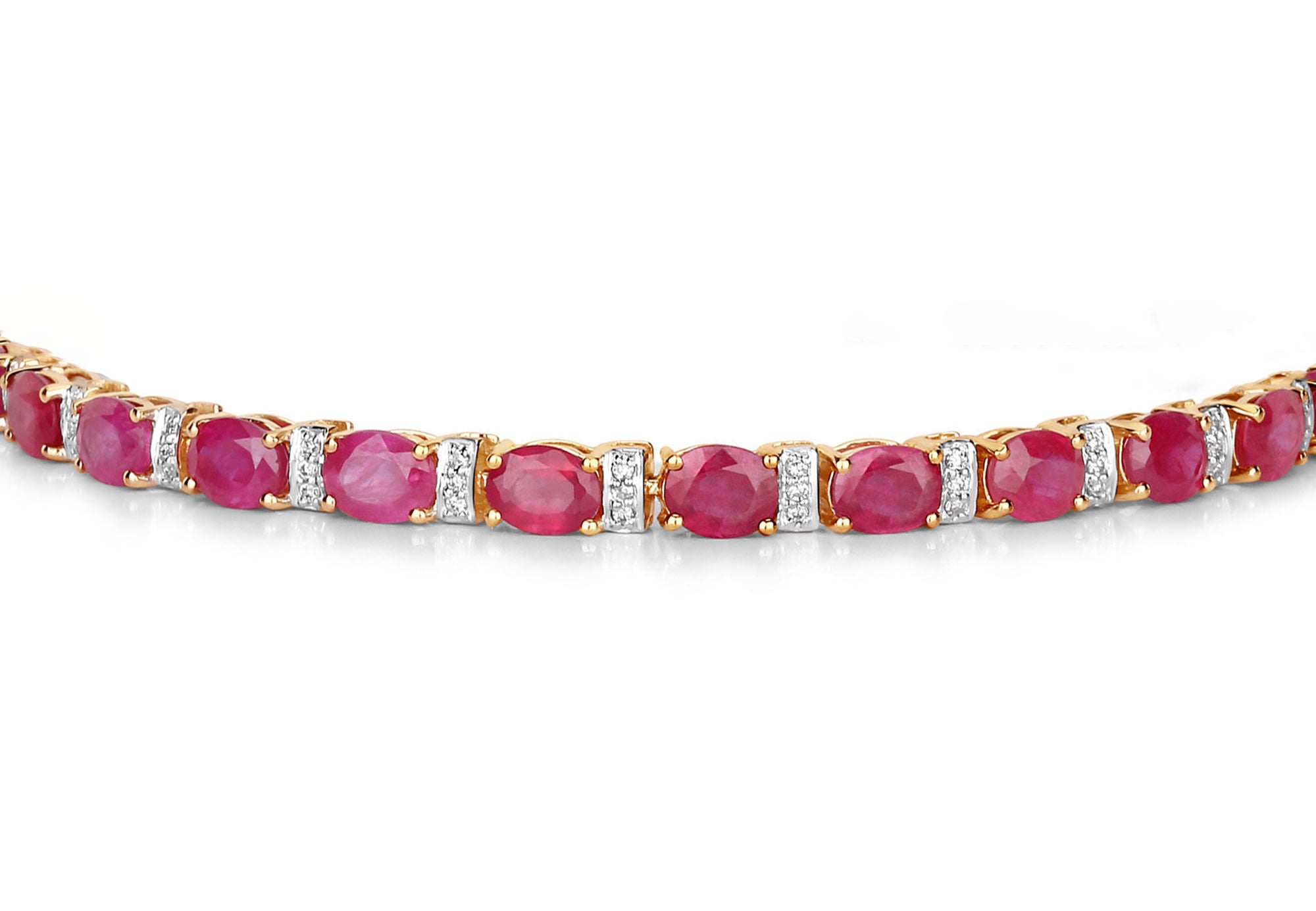 Natural Ruby Bracelet With Diamonds 7.72 Carats 14K Yellow Gold