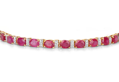 Natural Ruby Bracelet With Diamonds 7.72 Carats 14K Yellow Gold