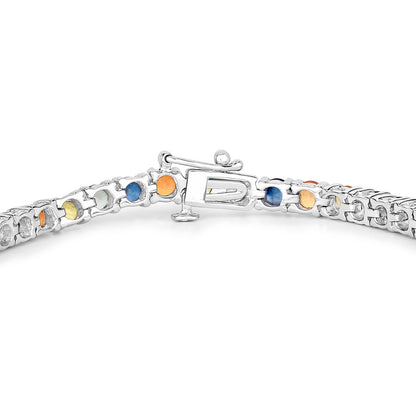 Multicolored Sapphire Bracelet 8.3 Carats 18K Gold Plated Silver