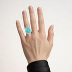 Amazonite Ring With White Topaz 15 Carats Sterling Silver