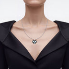 Blue Topaz Pendant With Black Spinel 3.48 Carats Sterling Silver