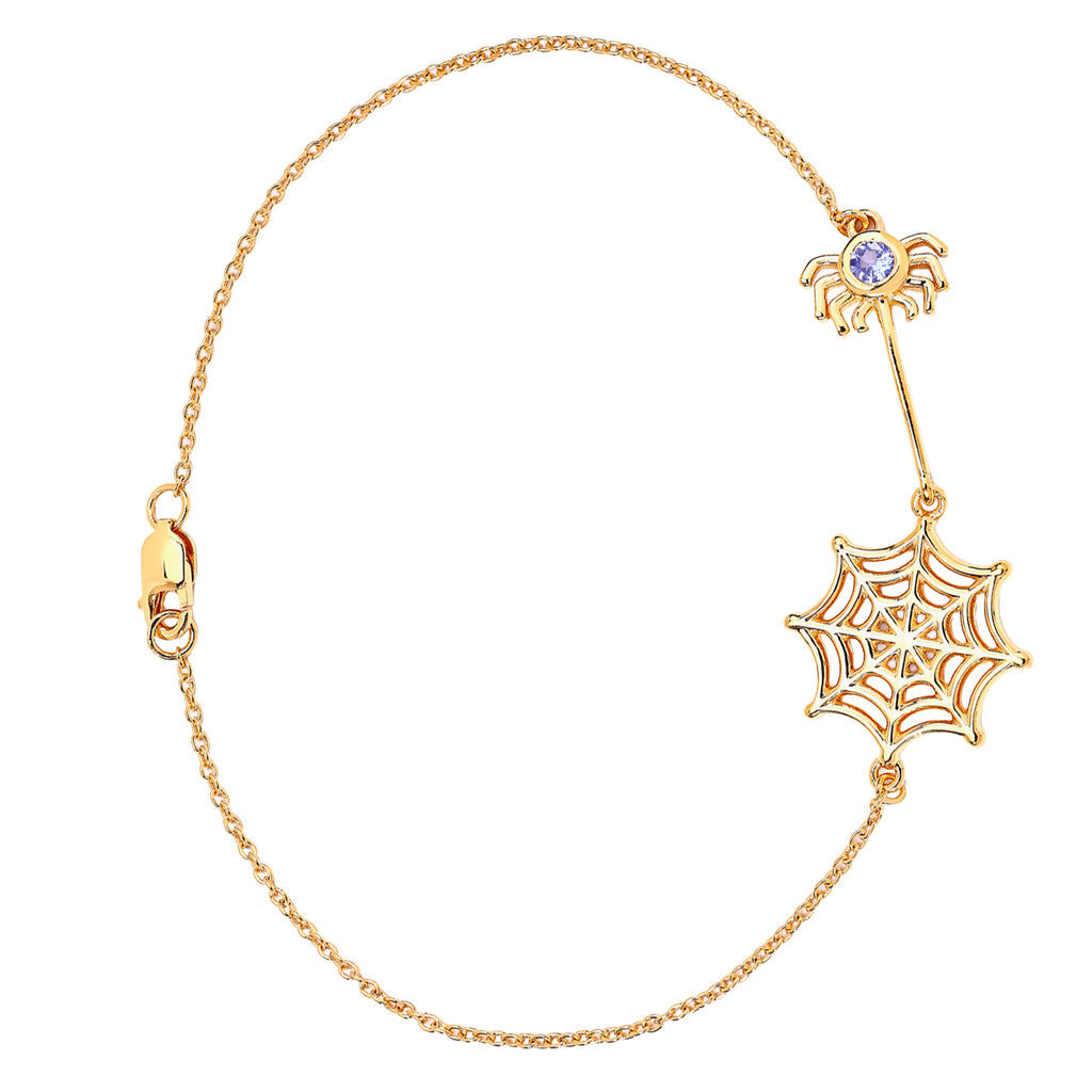 Tanzanite Spider Bracelet 0.08 Carats Gold Plated Silver