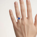 Blue Sapphire Ring With Diamonds 2.98 Carats 18K White Gold