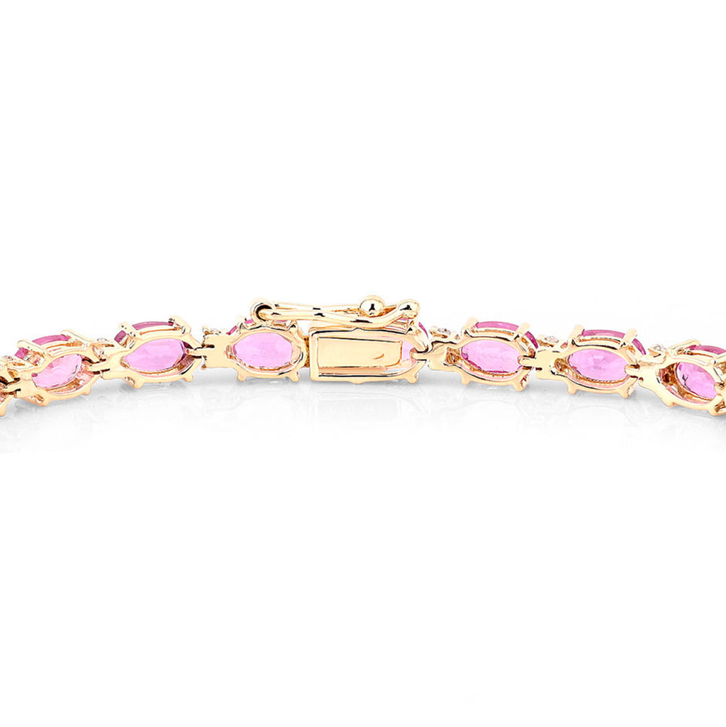 Pink Sapphire Bracelet Diamonds 14.3 Carats 14K Yellow Gold