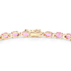 Pink Sapphire Bracelet Diamonds 14.3 Carats 14K Yellow Gold