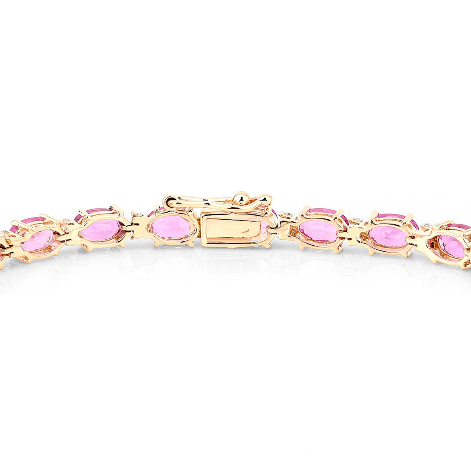Pink Sapphire Bracelet Diamonds 14.3 Carats 14K Yellow Gold