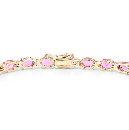Pink Sapphire Bracelet Diamonds 14.3 Carats 14K Yellow Gold