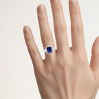 Sapphire Ring With White Topaz 4.76 Carats Sterling Silver