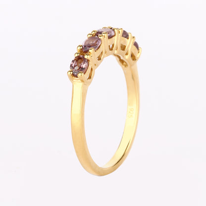 Color Change Garnet Ring 1 Carat Gold Plated Silver