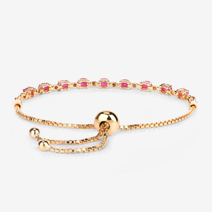 Ruby Bracelet With Diamonds 1.98 Carats Gold Plated Silver