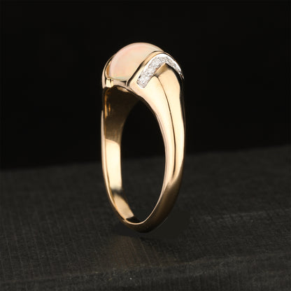 Natural Ethiopian Opal Ring With Diamonds 2.51 Carats 9K Yellow Gold