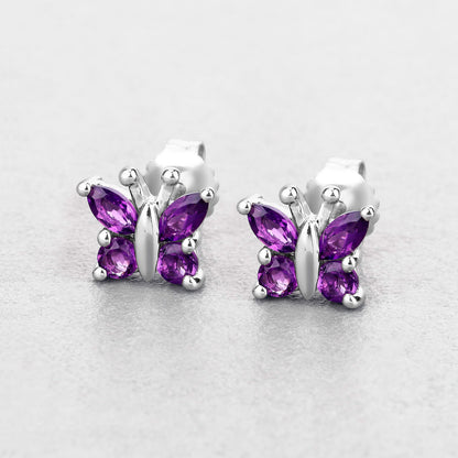 Amethyst Butterfly Earrings 0.98 Carats Sterling Silver