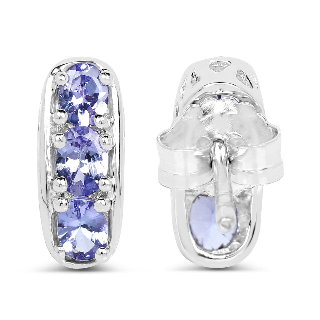 Tanzanite Stud Earrings 1.18 Carats Sterling Silver