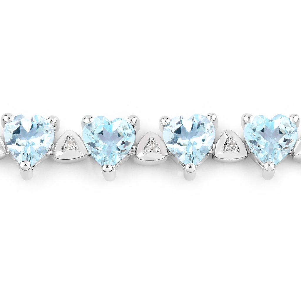 Aquamarine Tennis Bracelet White Diamonds 7.7 Carats Silver