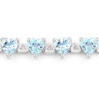 Aquamarine Tennis Bracelet White Diamonds 7.7 Carats Silver