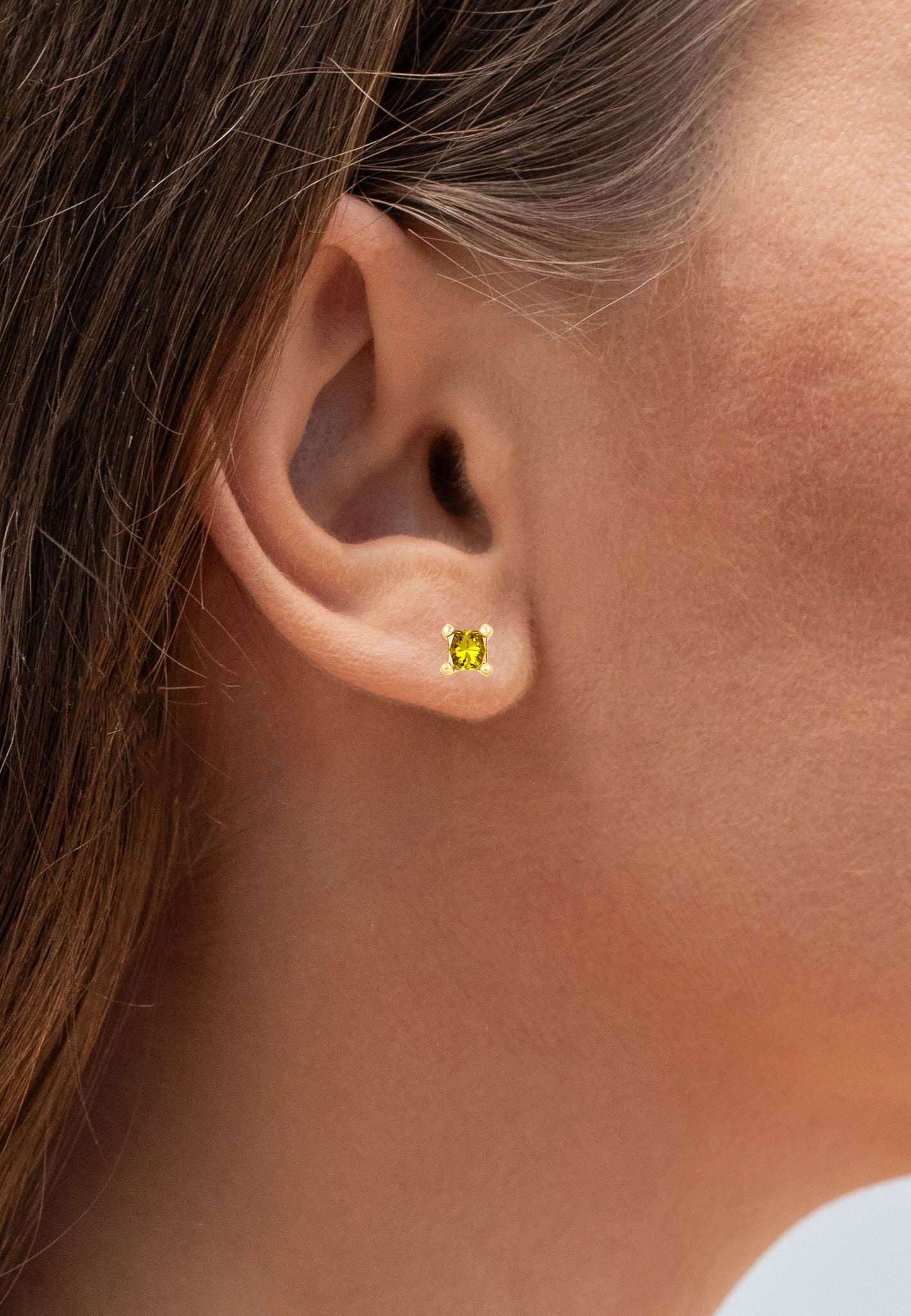Yellow Diamond Stud Earrings 0.24 Carats 14K Yellow Gold