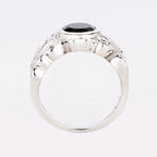 Natural Black Spinel Ring 3.35 Carats Sterling Silver