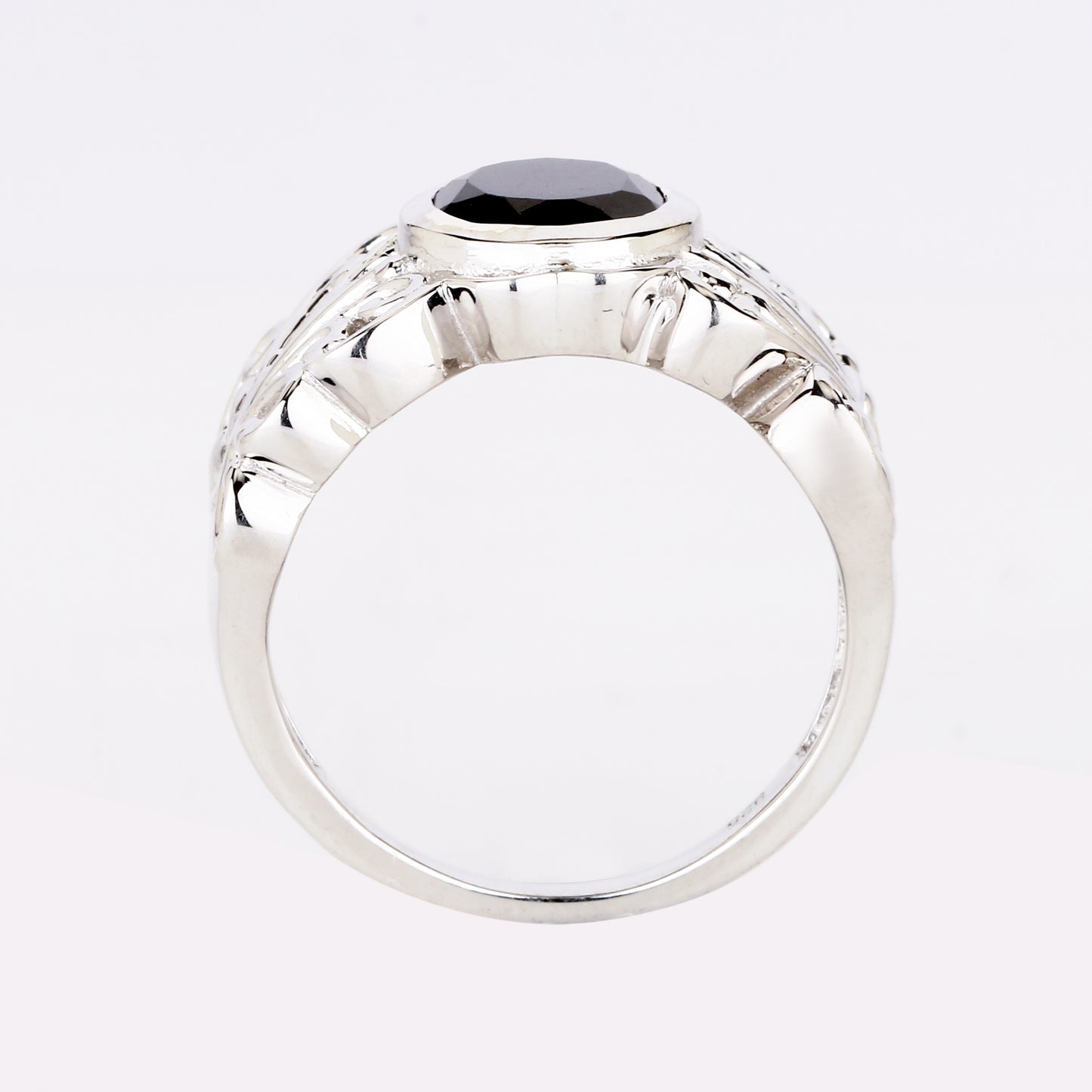 Natural Black Spinel Ring 3.35 Carats Sterling Silver