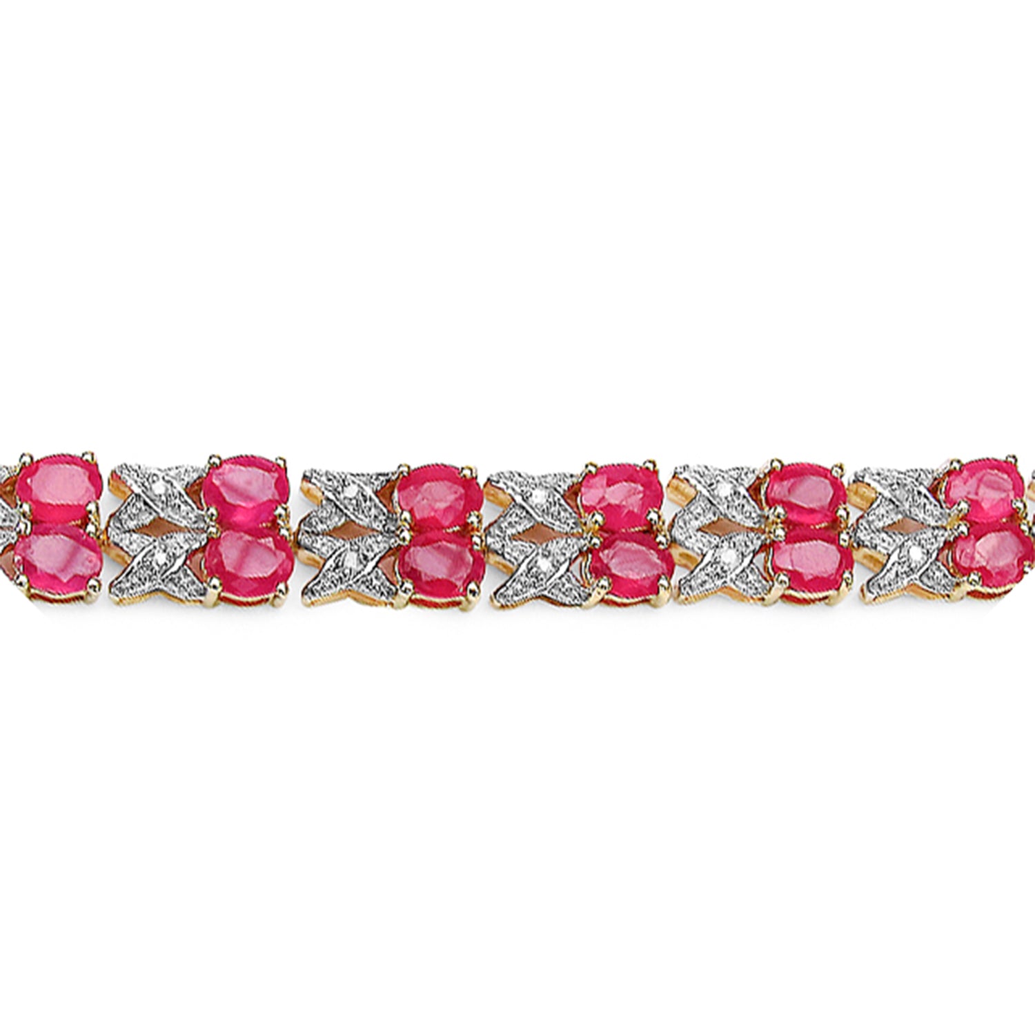 Ruby Bracelet With Diamonds 13.9 Carats Gold Plated Silver
