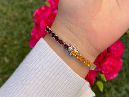 Natural Mixed Gemstones Bracelet 11.8 Carats Sterling Silver