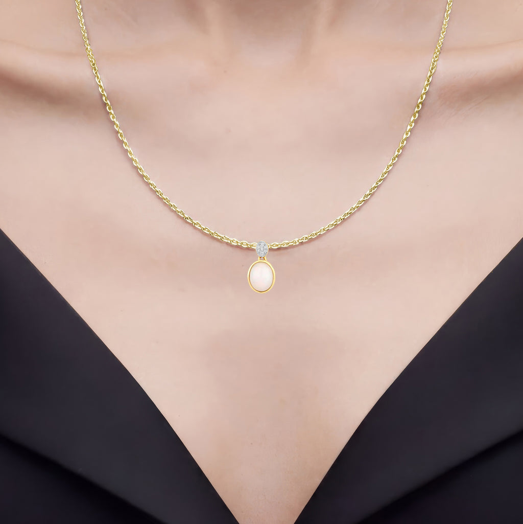 Ethiopian Opal Pendant With Diamonds 1.6 Carats 10K Yellow Gold
