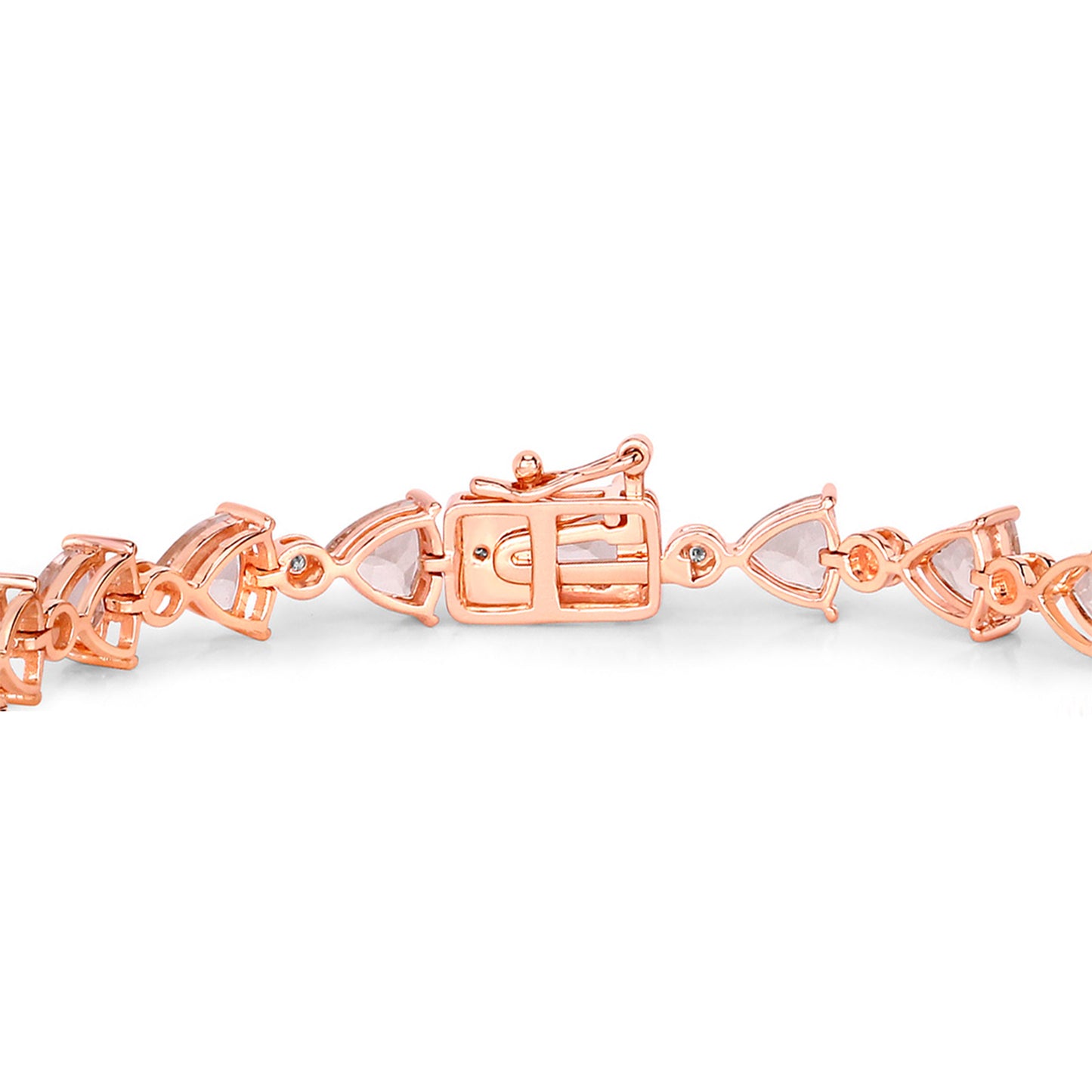 Morganite Tennis Bracelet Trillion Cut Diamond Links 7.55 Carats 14K Rose Gold
