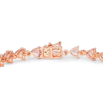 Morganite Tennis Bracelet Trillion Cut Diamond Links 7.55 Carats 14K Rose Gold