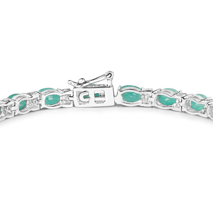 Emerald Tennis Bracelet White Topaz 10.4 Carats Silver