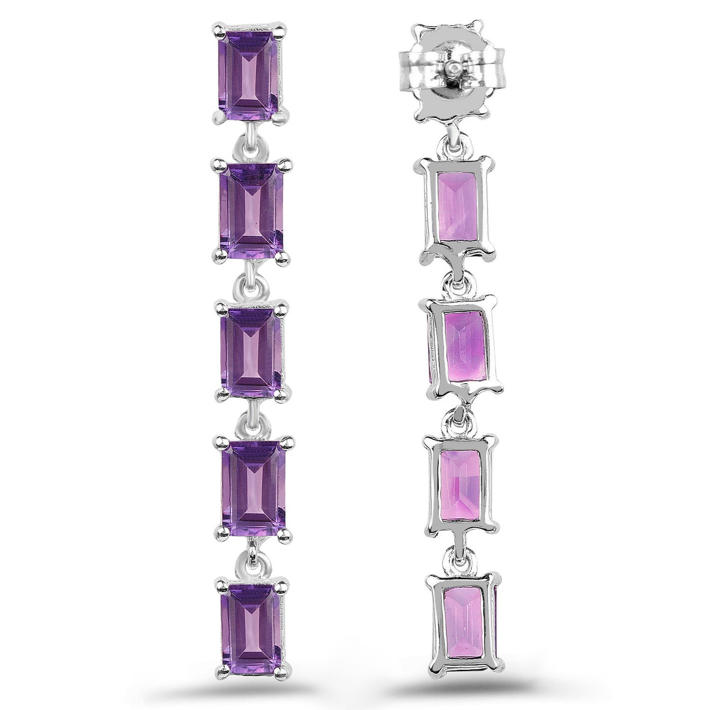 Amethyst Earrings 5.48 Carats Sterling Silver