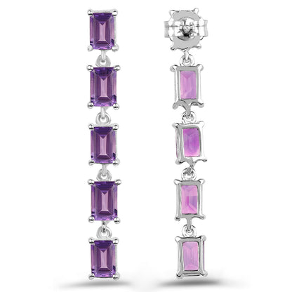 Amethyst Earrings 5.48 Carats Sterling Silver