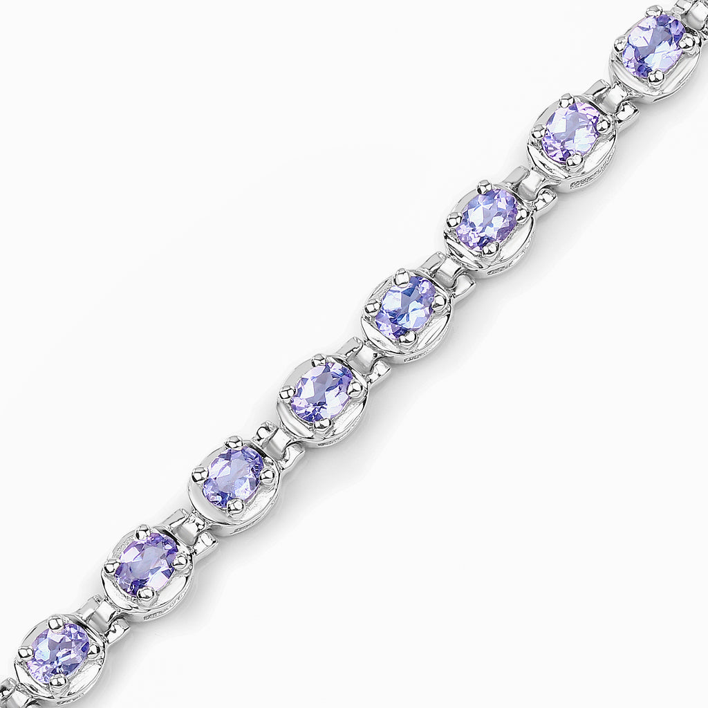 Tanzanite Tennis Bracelet 4.58 Carats Sterling Silver