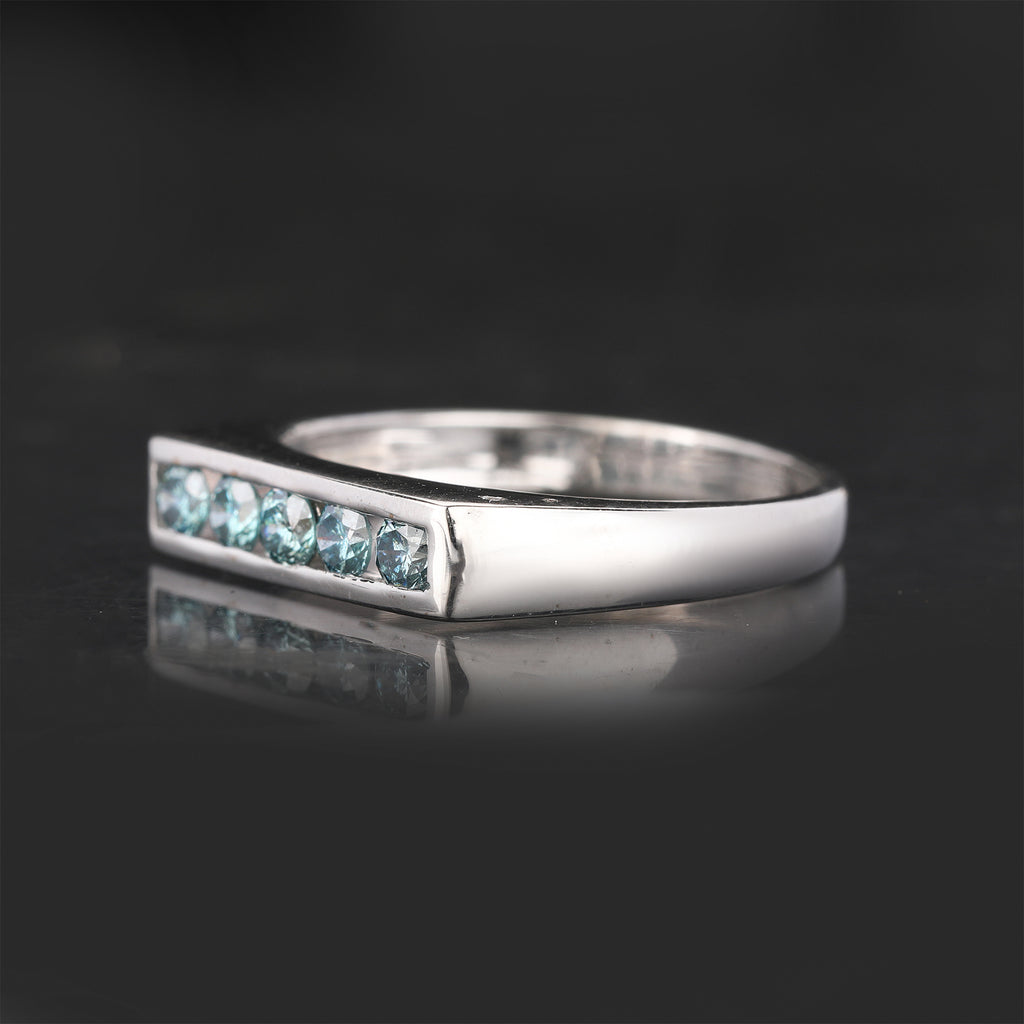 Blue Diamond Ring 0.35 Carats 9K White Gold