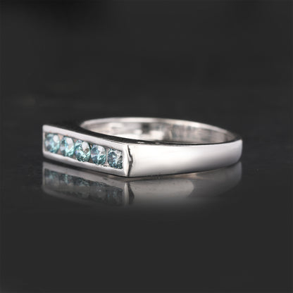 Blue Diamond Ring 0.35 Carats 9K White Gold