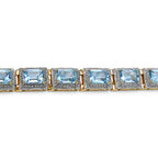 Blue Topaz Tennis Bracelet 20.7 Carats Gold Plated Silver