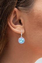 Blue Topaz Earrings With Tanzanite 9.92 Carats Sterling Silver