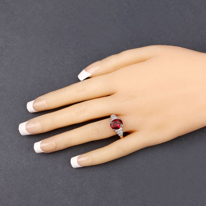 Rhodolite Ring With Diamonds 2.84 Carats 14K Rose Gold