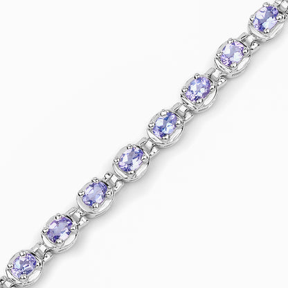 Natural Tanzanite Tennis Bracelet 4.58 Carats Sterling Silver