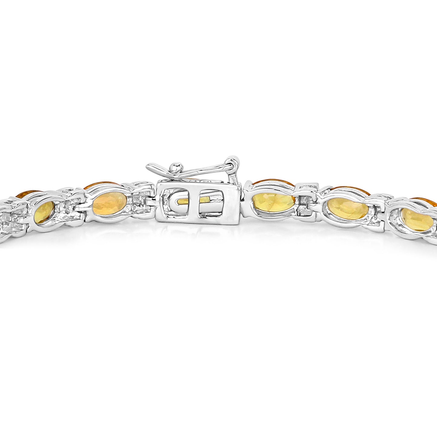 Natural Orange Sapphire Bracelet With Diamonds 12.3 Carats 14K White Gold