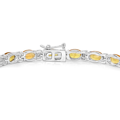 Natural Orange Sapphire Bracelet With Diamonds 12.3 Carats 14K White Gold