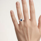 Blue Sapphire Ring With Diamonds 1.42 Carats 14K White Gold